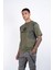 Erkek Kısa Kollu Kırık Beyaz Renkli, Garni Kumaşlı Baskılı Regular Fit T-Shirt 2