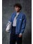 Erkek Oversize Yıkamalı Fermuarlı Sweatshirt Lacivert 2