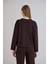 Dikiş Detay Bisiklet Yaka Modal Sweatshirt Kahverengi 7