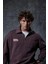 Erkek Oversize Yarım Fermuarlı Sweatshirt Kahverengi 3