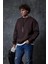 Erkek Oversize Bisiklet Yaka Basic Sweatshirt Kahverengi 2