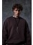 Erkek Oversize Bisiklet Yaka Basic Sweatshirt Kahverengi 5
