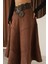 Kadın Kahverengi Süet Volanlı A Kesim Etek 4
