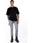 Erkek Kısa Kollu Siyah Renkli, Dokuma Garnili Baskılı, Regular Fit Örme T-Shirt 3