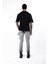 Erkek Kısa Kollu Siyah Renkli, Dokuma Garnili Baskılı, Regular Fit Örme T-Shirt 6