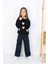 Kız Çocuk Jean Kargo Cepli Kot Pantolon Sweatshirtli Takım 1