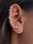 Zirkon Taşlı Sıralı Yıldız Küpe Earcuff (Kıkırdak Küpesi) 1