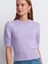 10821 Bisiklet Yaka Kısa Kollu Triko Kazak-Lila 3