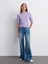 10821 Bisiklet Yaka Kısa Kollu Triko Kazak-Lila 5