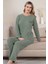 Kalın Kışlık Interlok Şeritli Uzun Kollu Örme Pijama Takımı 1