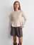 10824 Bisiklet Yaka Peplum Triko Top-Açık Bej 1