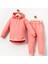 Kız Çocuk 2 Li Takım Kapüşonlu Sweatshirt, Kız Çocuk Biyeli Ikili Takım, Çocuk Kışlık Alt Üst Takım 1