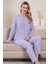 Kalın Kışlık Interlok Şeritli Uzun Kollu Örme Pijama Takımı 1