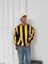 Sarı Lacivert Çizgili 3 Iplik Şardonlu Sıfır Yaka Retro Oversize Taraftar Sweatshirt 1