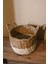 Kulplu Kalın Örgü Alt Kısmı Krem Şeritli Hasır Sepet Orta Boy 4
