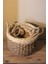 3lü Kulplu Kalın Örgü Üst Kısmı Krem Şeritli Hasır Sepet 3