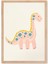 Dot Dino - Doğal Ahşap Çerçeveli Tablo - Neşeli Çocuk Posteri 5