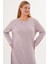 Mecit 6310 Lila %100 Pamuk Büyük Beden Kadın Gecelik 2