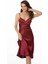 Bordo Uzun Saten Sabahlık Gecelik Set 4370 4