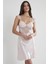 Pudra Midi Dantel Sabahlık Gecelik Set 4240 3