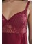 Midi Dantel Sabahlık Gecelik Set 4090 Bordo 3