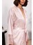 Pudra Saten Dantelli Kadın Gecelik Sabahlık Takımı 4510 2