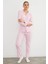 Pembe Çizgili Süet Pijama Takımı 3