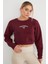 3 Iplik California Yazı Baskılı Crop Sweatshirt 6