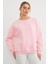 3 Iplik Taşlı Kalp Detaylı Oversize Sweatshirt 1