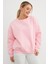 3 Iplik Taşlı Kalp Detaylı Oversize Sweatshirt 3