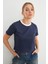 Basic Ribanalı Yaka Mevsimlik Crop Tişört 7