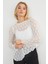Bisiklet Yaka Likralı Asimetrik Dantel Bluz 7