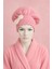 Saç Kurulama Banyo Duş Bonesi – %100 Pamuk , Fiyonklu Pembe 1