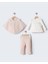 Pelerinli Dantek Detaylı Üçlü Alt Üst Takım - Pudra - 6 Ay Pudra 1
