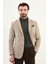 Düz Slim Fit Torba Cepli Mendil Detaylı Yün Erkek Ceket 1