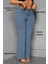Cedy Denım - Kadın Siyah Büyük Beden Ispanyol Paça Yüksek Bel Skinny Fit Likralı Pantolon C628 1