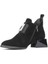 Kadın Siyah Fermuarlı Toka Detaylı Süet Deri Bot 4