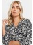 Büyük Beden Yarım Kollu Önü Düğmeli Çiçek Desenli Gömlek 322267 2