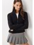 Fermuarlı Dik Yaka Triko Kazak LFG0162 Siyah 2