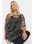 Büyük Beden Yarım Kollu Içi Astarlı Desenli Tül Bluz 303448 1