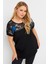 Büyük Beden Bisiklet Yaka Kısa Kollu Payet Detaylı Bluz 303443 1