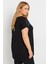 Büyük Beden Bisiklet Yaka Kısa Kollu Payet Detaylı Bluz 303443 5