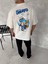 Mdb Ön ve Arka Baskılı Oversize Bisiklet Yaka Tshirt Beyaz 4