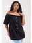 Büyük Beden Düşük Omuz Düğme Detaylı Straplez Bluz 322704 1