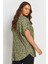 Büyük Beden Çentik Yaka Kısa Kollu Eteği Asimetrik Kesim Desenli Bluz 303867 4