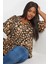 Büyük Beden V Yaka Desenli Asimetrik Kesim Likralı Bluz 303438 5