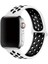 Apple Watch 10 (46MM) Uyumlu Delikli Silikon Kordon-02 Beyaz-Siyah 1