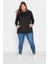Büyük Beden Uzun Kollu Cepli Yanı Yırtmaçlı Kapüşonu Desenli Sweatshirt 300318 2