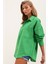 Kadın BDART Cepli Oversize Düğmeli Keten Karışımlı Gömlek Green 2
