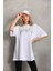 Mdb Unisex Taş Desenli Oversize Thirt Beyaz 4